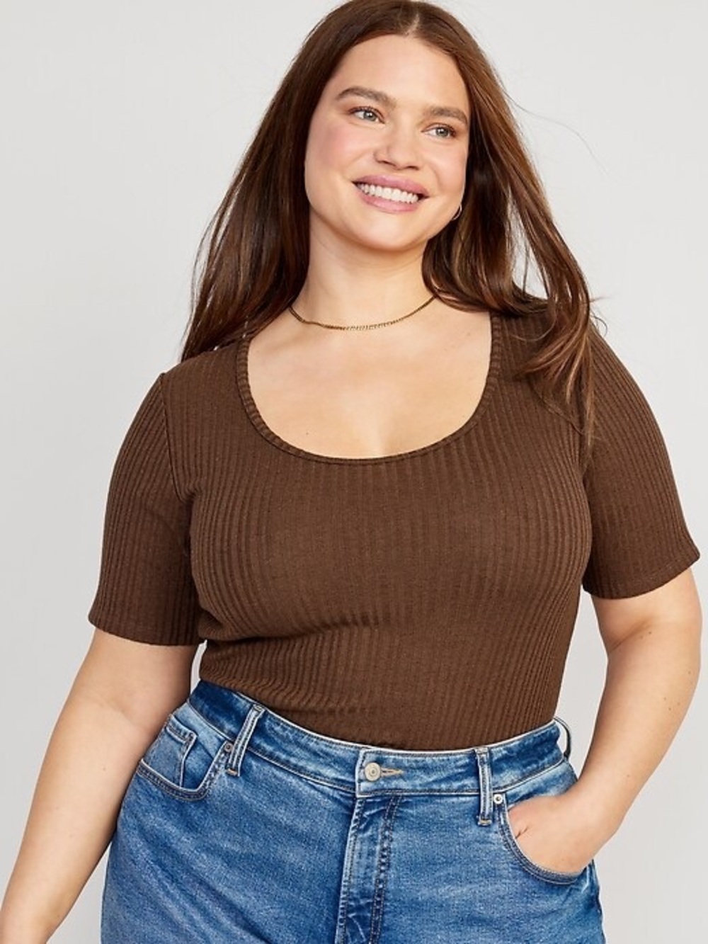 Old Navy Fitted Elbow-Sleeve Rib-Knit T-Shirt